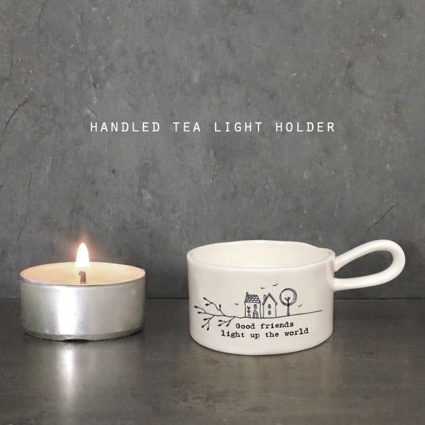 East of India - Porcelain Tea Light Holder - Good Friends