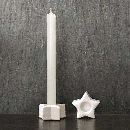 East of India - Porcelain Star Candle Holder with Candle