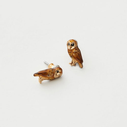 Fable Jewellery - Enamel Barn Owl Stud Earrings