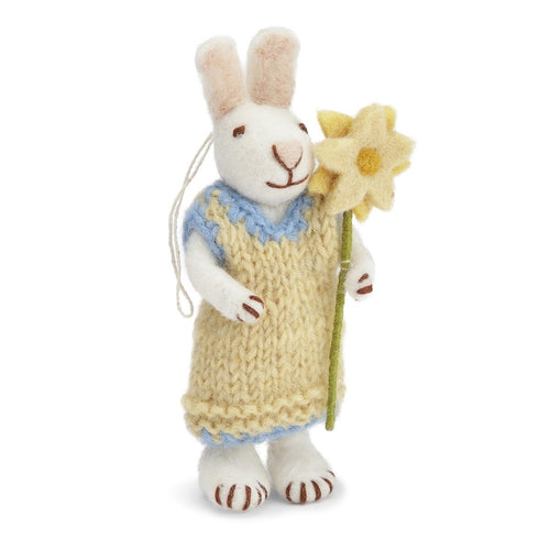 Gry & Sif Decoration - Felt Bunny with Yellow Dress and Flower