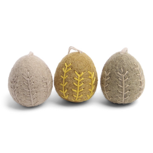 Gry & Sif Decoration - Felt Eggs with Garland Embroidery - Set of 3