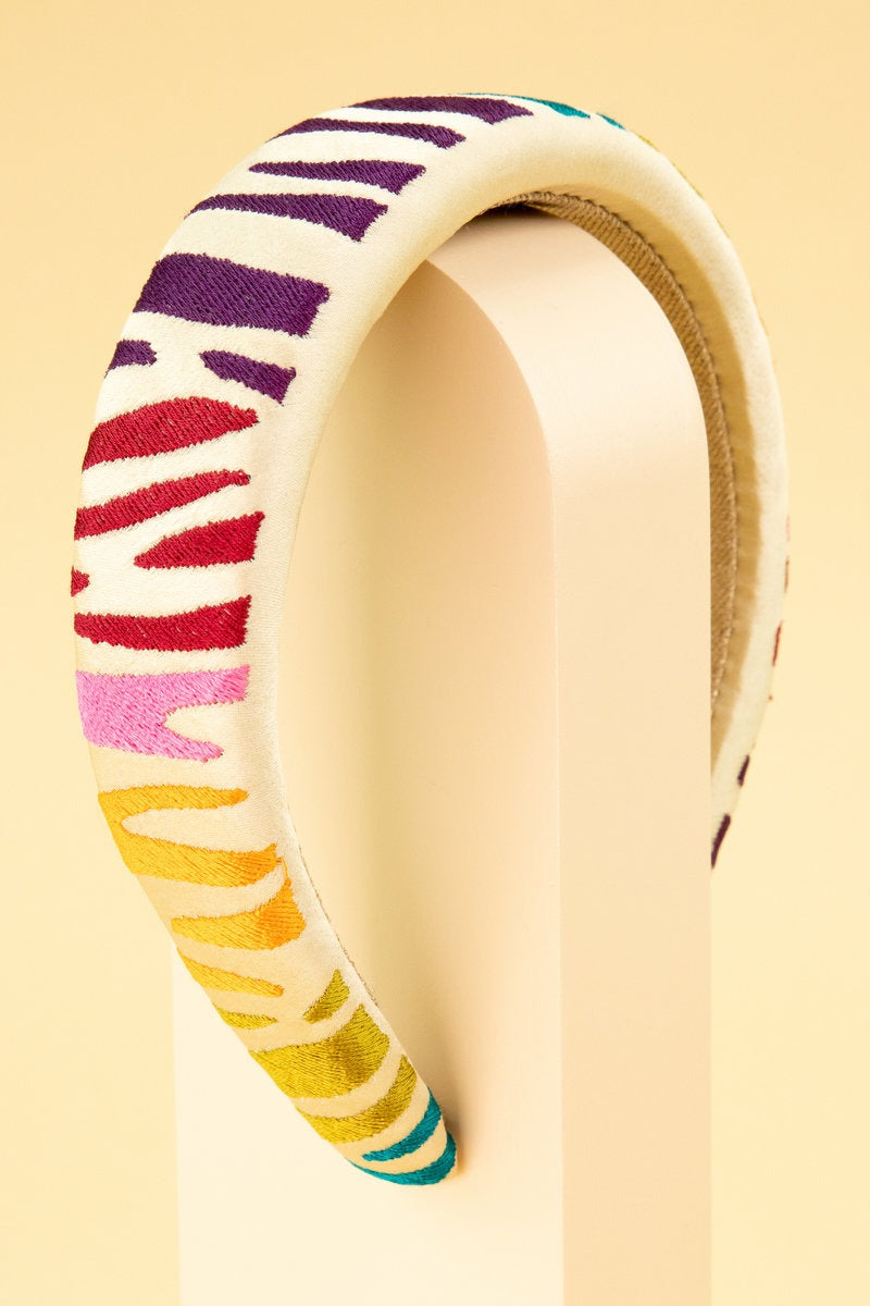 Powder Headband - Padded - Rainbow Zebra