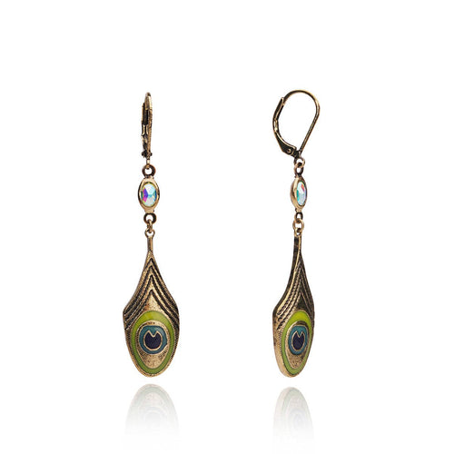 Lovett Earrings - Art Nouveau Peacock Feather