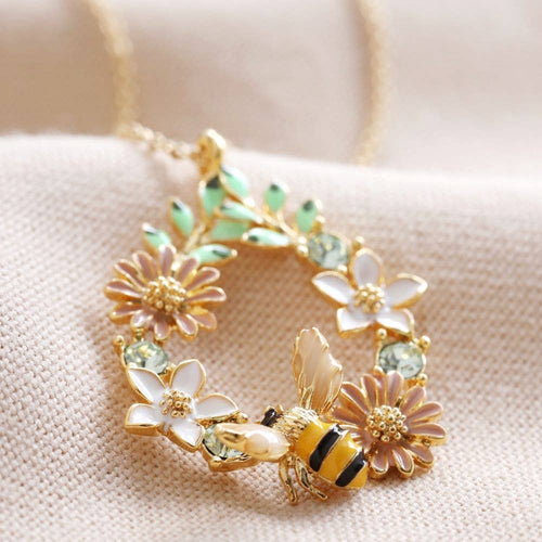 Lisa Angel Necklace - Crystal Flower And Bee Droplet
