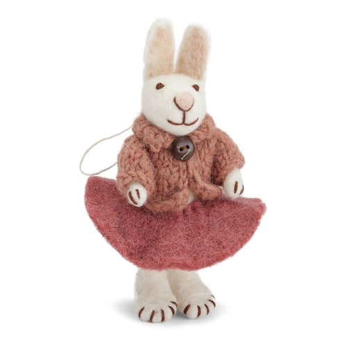 Gry & Sif Decoration - Felt Bunny with Rose Skirt & Jacket