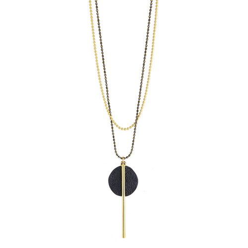 Scribble & Stone Necklace - 14kt GoldFill Stem Pendant