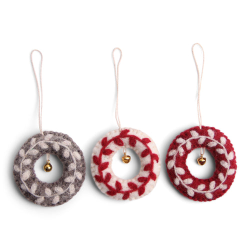 Gry & Sif Christmas - Handmade Felt Mini Wreath Ornaments