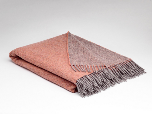 McNutt of Donegal Throw Collection in Pure Wool - Peach Nectar