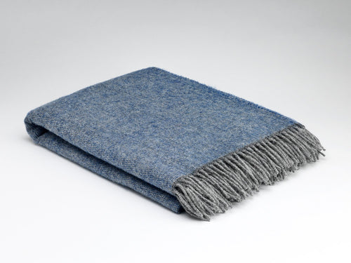 McNutt of Donegal Throw in Pure Wool - Home Cosy Periwinkle