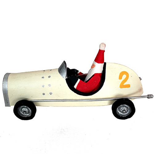 G-Bork Handmade Tin Santa Claus In Sports Car