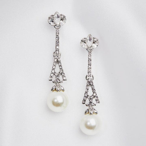 Lovett Earrings - Eiffel Tower Pearl & Crystal