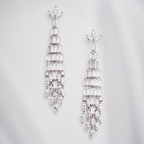 Lovett Earrings - Art Deco Crystal Baguette Chandelier