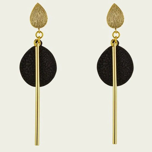 Scribble & Stone Earrings - 14kt GoldFill Stem Disc Drop Earrings