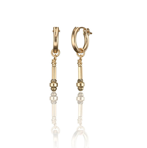 Scribble & Stone Earrings - 14kt GoldFill Gemstone Linear Huggies