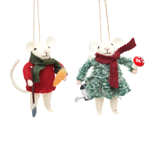 Sass & Belle Christmas Bauble - Felt Gardening Mice