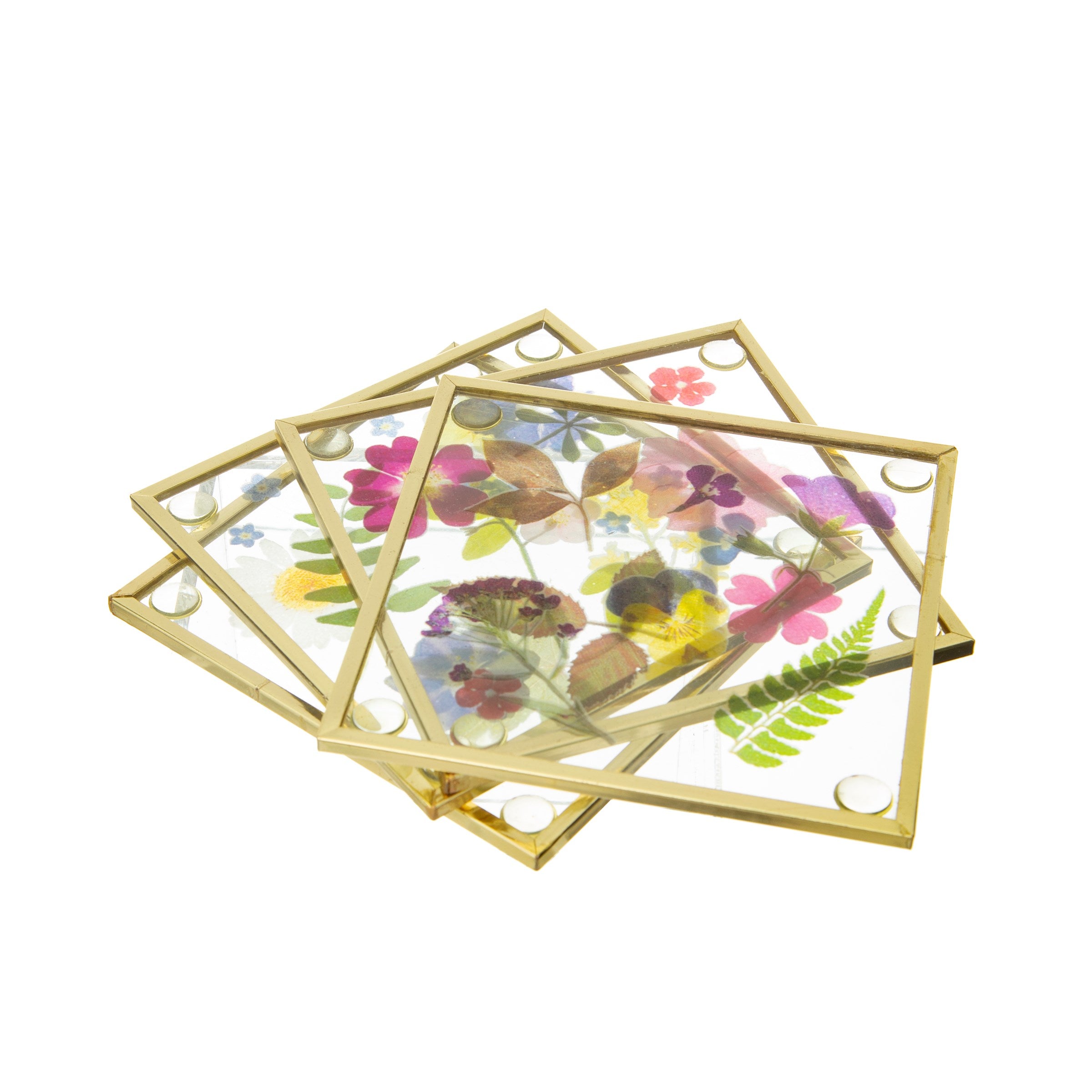 Sass & Belle Coaster Set - Set of 4 Pressed Flowers Coasters