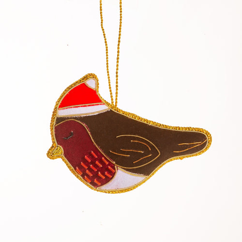 Sass & Belle Christmas Bauble - Zari Embroidered Robin