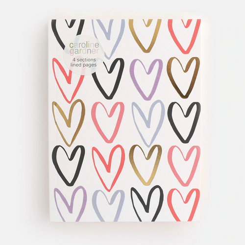Caroline Gardner Stationery - Multi Heart Tabbed Notebook