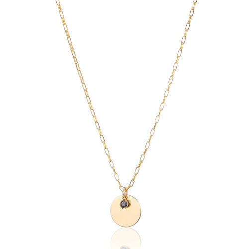 Scribble & Stone Necklace - 14kt GoldFill Tiny stone disc pendant