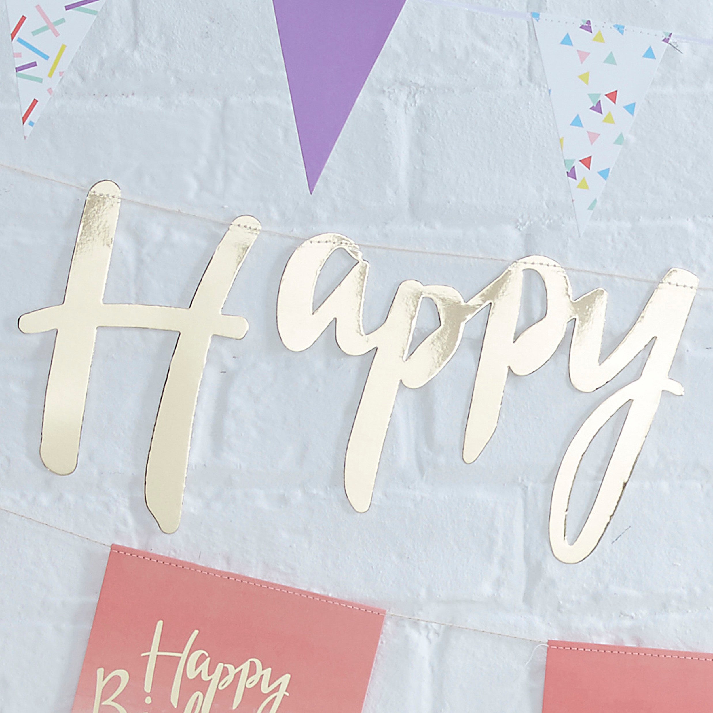 Ginger Ray Decoration - Happy Birthday Gold Bunting Banner
