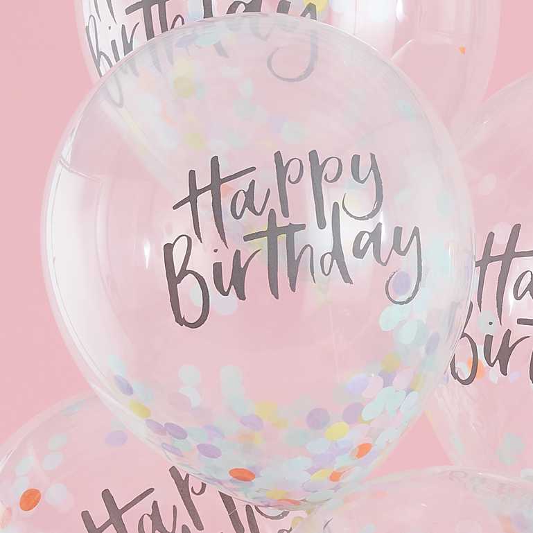 Ginger Ray Balloons - Confetti Happy Birthday Pastel