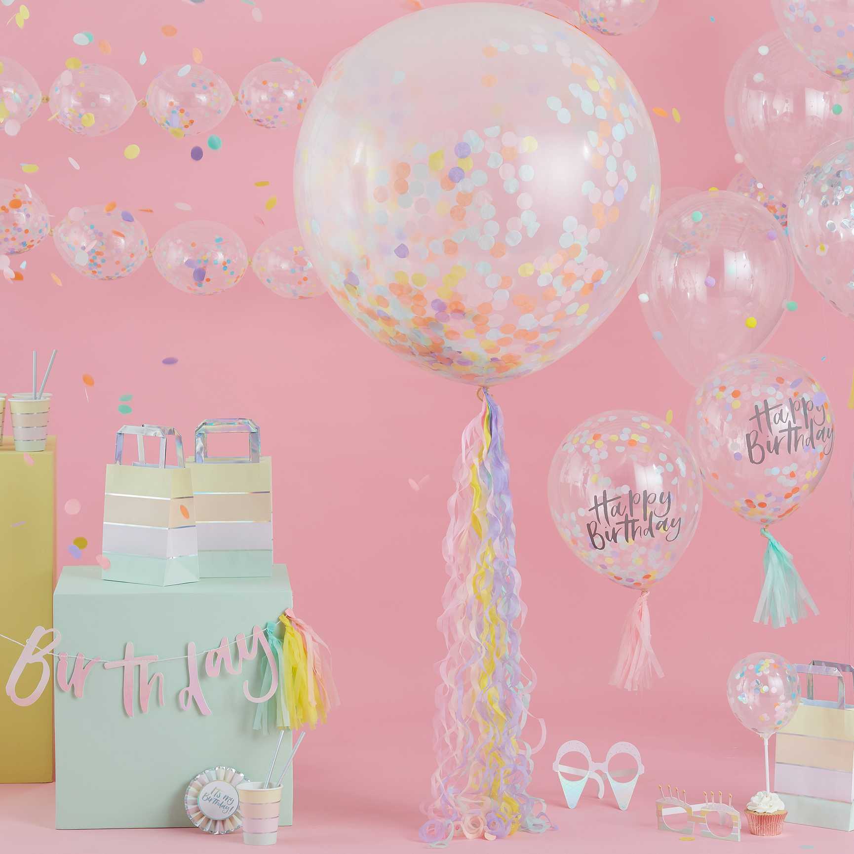 Ginger Ray Balloons - Confetti Happy Birthday Pastel