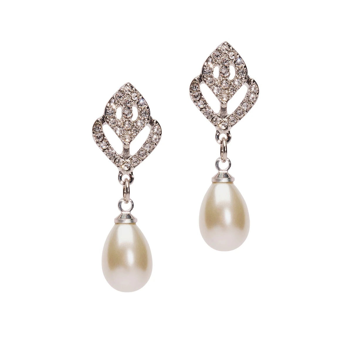 Large Diamante And Pearl Drop Earring | boohoo