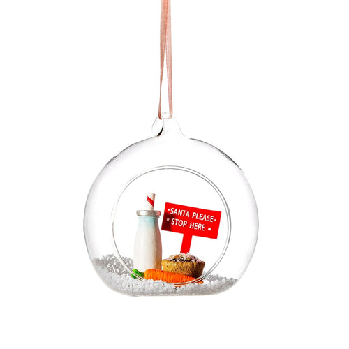 Sass & Belle Christmas Bauble - Glass Open Santa Stop Here