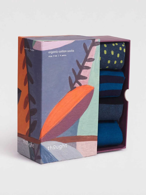 Thought Mens Socks Gift Box - Gots Organic Cotton 4pk Axton