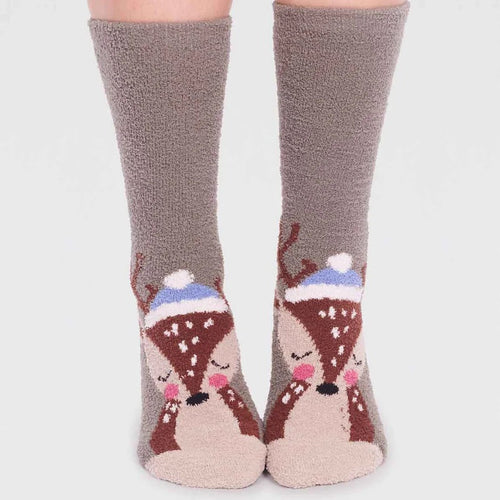 Thought Ladies Socks - Fluffy Recycled Polyester Winter Animals