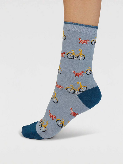Thought Ladies Socks - GOTs Organic Cotton Dilloyn Cat And Bike