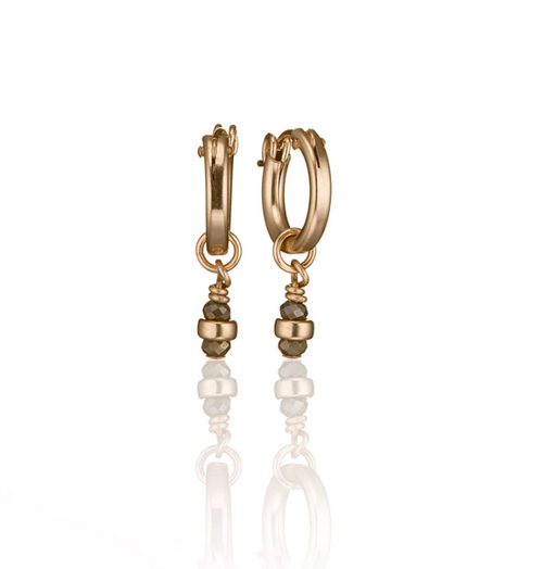 Scribble & Stone Earrings - 14kt GoldFill Gemstone Huggies