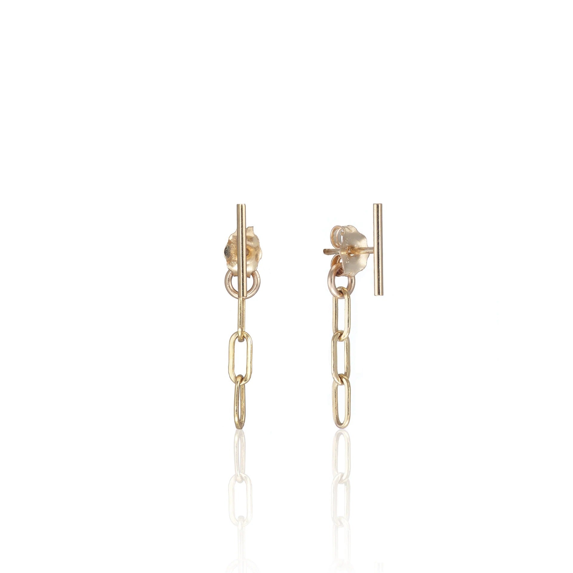 Scribble & Stone Earrings - 14kt GoldFill Bar Chain Studs