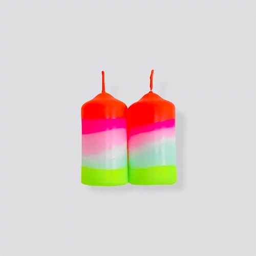 Pink Stories - Dip Dye Neon Pillar Candles - Lollipop Twins