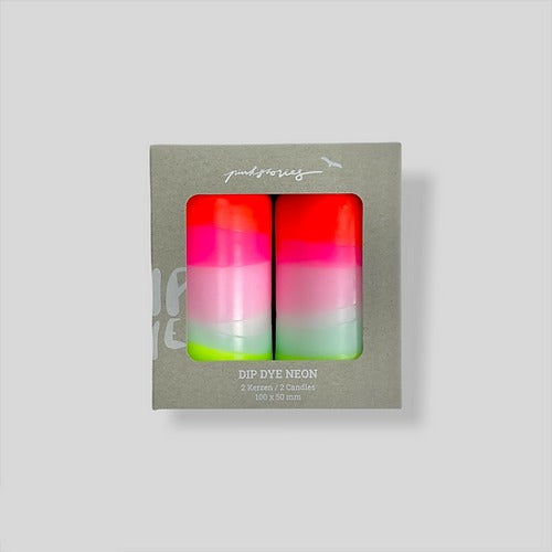 Pink Stories - Dip Dye Neon Pillar Candles - Lollipop Twins