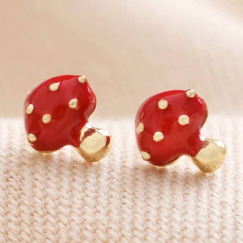 Lisa Angel Earrings - Red Enamel Mushroom