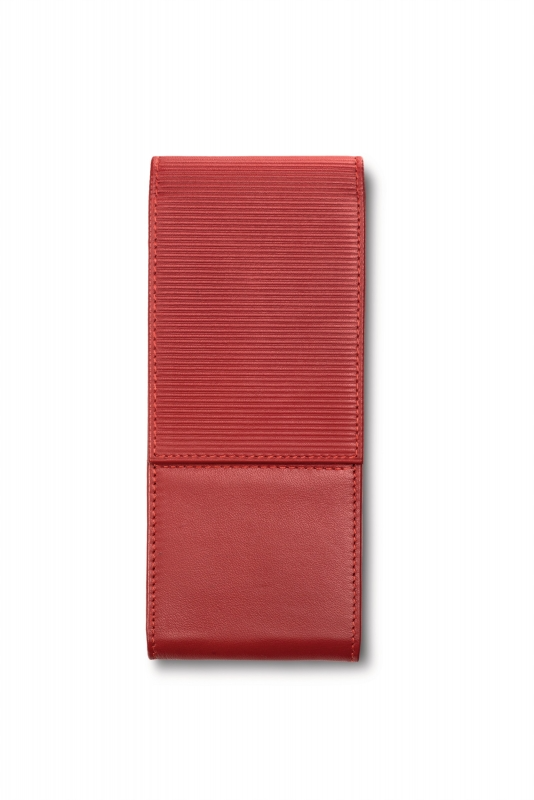 Lamy Pen Case - Nappa Leather Flip Top Embossed in Red