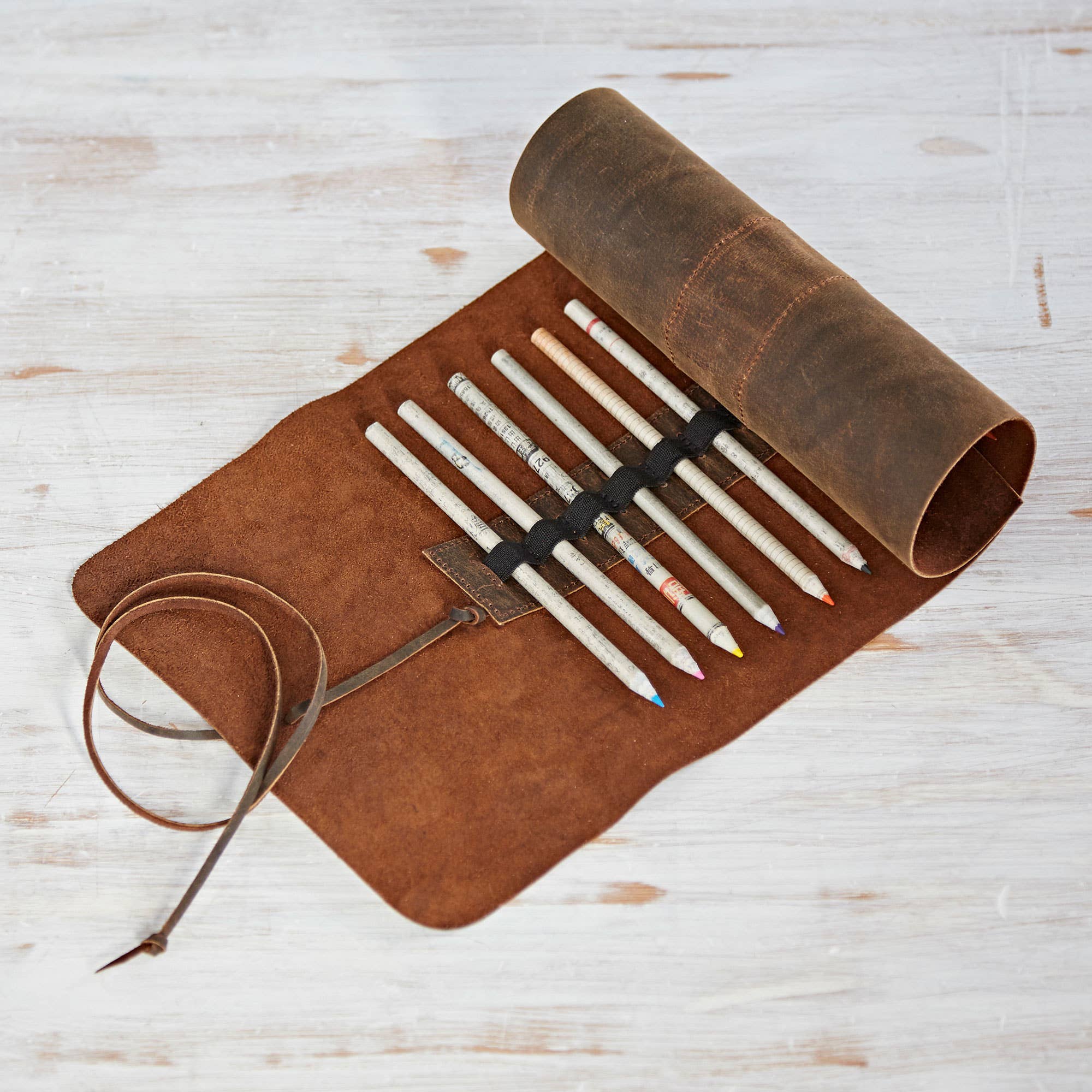 Leather Roll Up Pencil Case