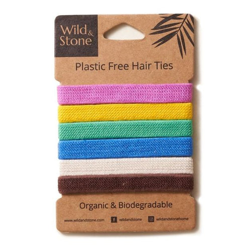 Wild and Stone - Plastic Free Hair Ties - 6 Pack - Multi Colour