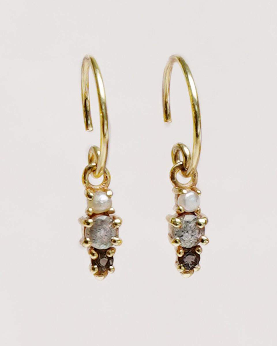Muja Juma Earrings - Three Stone Drop