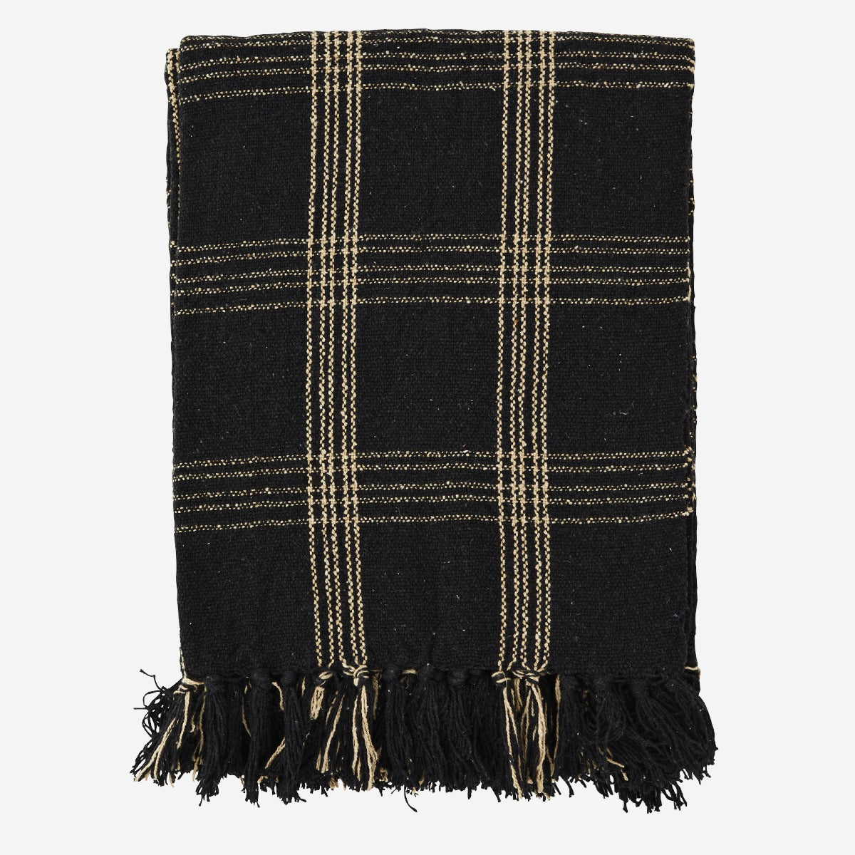 Madam Stoltz Throw - Recycled Cotton in Black Check