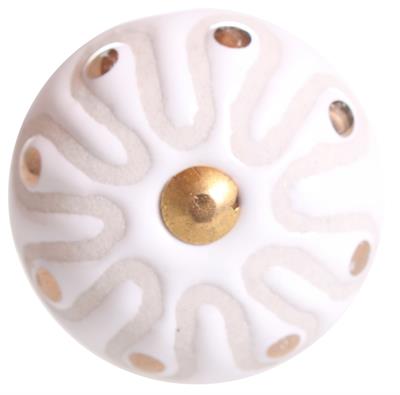 Drawer Knob - Ceramic White and Gold