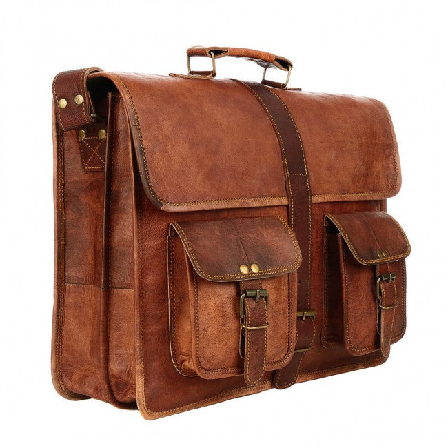 Paper High - Brown Strap Style Leather Satchel Large