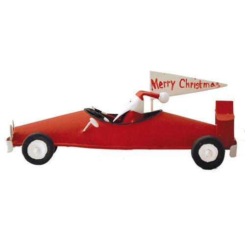 G-Bork Handmade Tin Santa in Sports Car