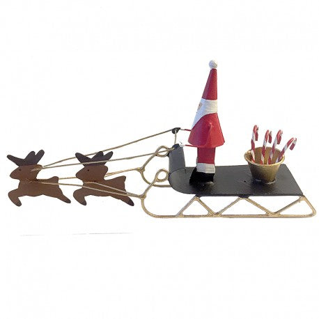 G-Bork Handmade Tin Santa Claus on Sleigh