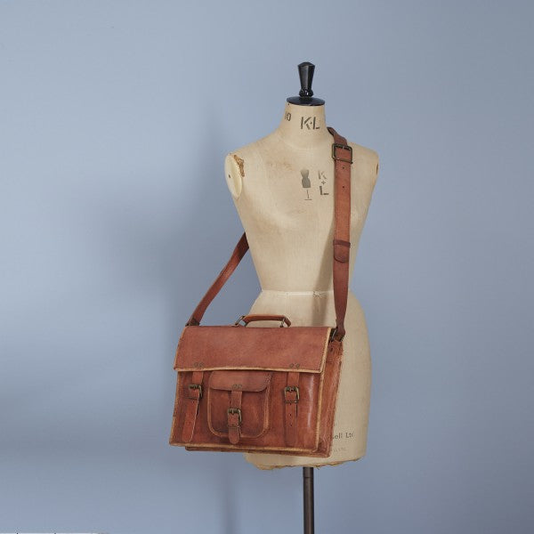 Paper High - Vintage Style Brown Leather Satchel Large
