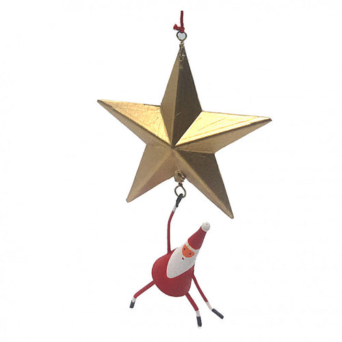 G-Bork Handmade Tin Santa Claus Hanging on a Star