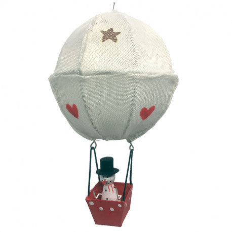 G-Bork Handmade Tin Snowman with Hot Air Balloon
