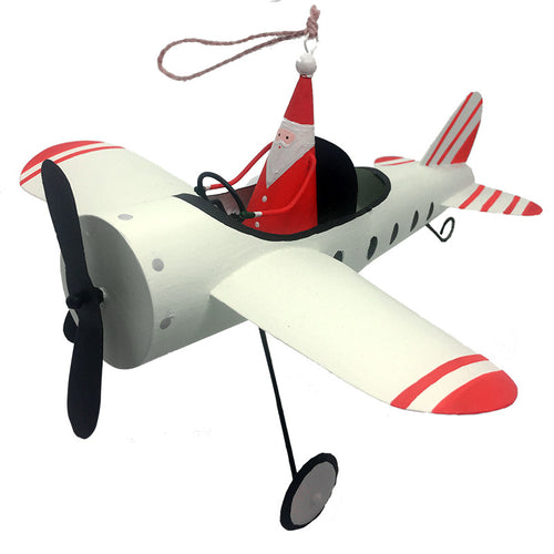 G-Bork Handmade Tin Santa Claus in XL Plane