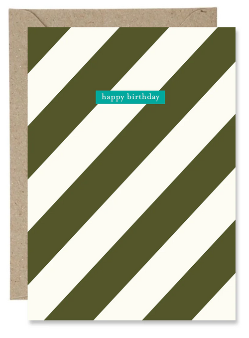 The Paper Gull - Happy Birthday Green Stripes